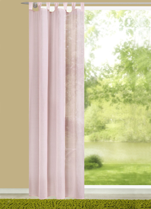 - Halbtransparente Übergardinen mit eleganten Webstreifen, in Größe 358 (H145xB135 cm) bis 456 (H245xB135 cm), in Farbe ROSÉ, in Ausführung mit Universalschienenband