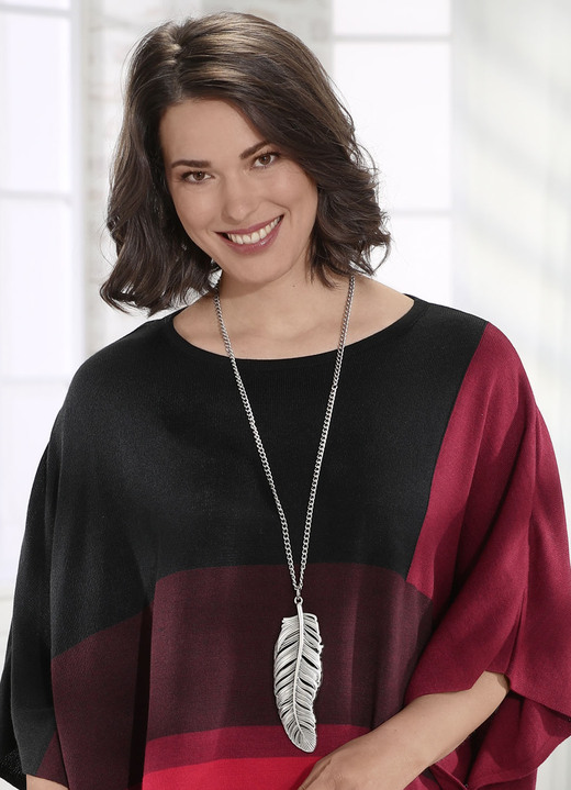 Damen-Modeschmuck - Halskette mit Feder-Anhänger, in Farbe SILBER Ansicht 2