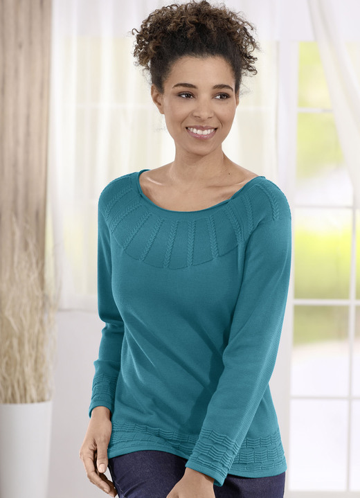 Damenmode - Pullover in Strukturmix, in Größe 036 bis 052, in Farbe BEERE Ansicht 2