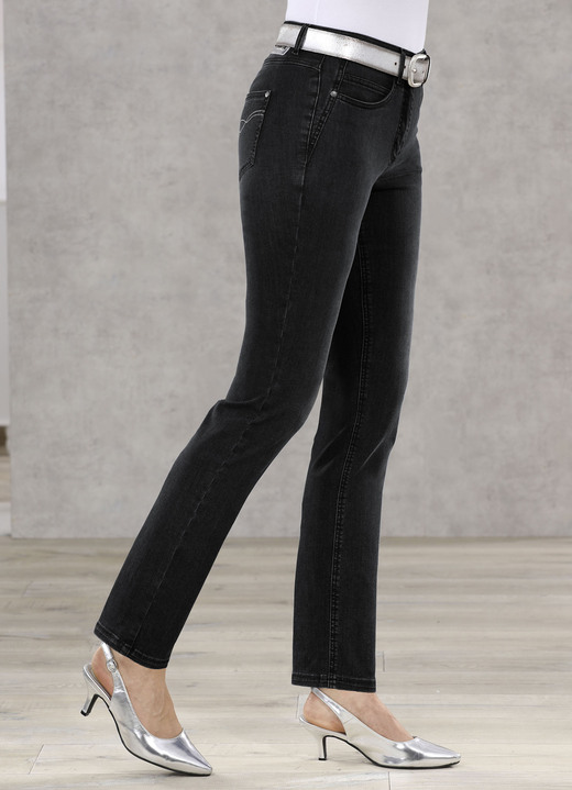 Jeans - Bauchweg-Jeans in 5-Pocket-Form, in Größe 018 bis 052, in Farbe SCHWARZ Ansicht 1