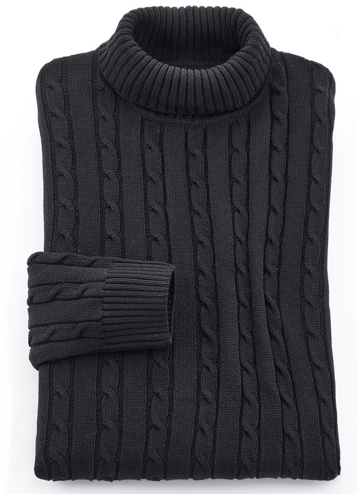 Hemden, Pullover & Shirts - Rollkragenpullover in 5 Farben, in Größe 046 bis 062, in Farbe SCHWARZ Ansicht 1