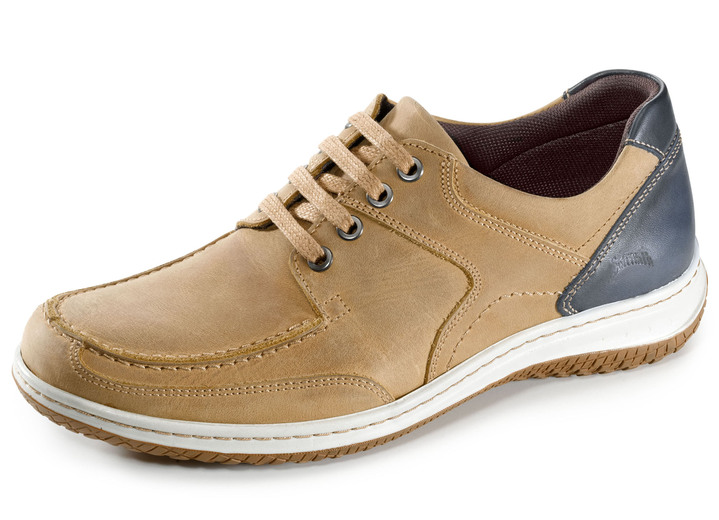 - Schnürschuhe mit Kontrast-Besätzen, in Größe 040 bis 046, in Farbe COGNAC-BLAU Ansicht 1