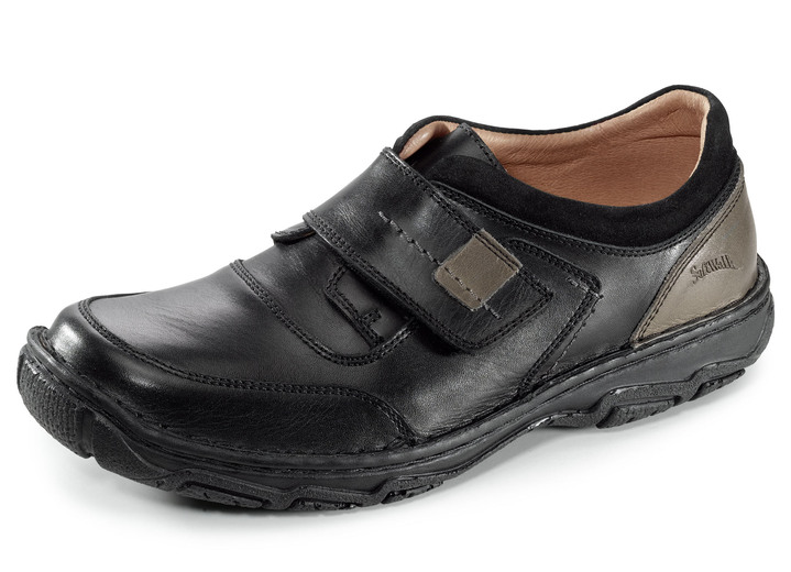 - Klett-Slipper mit Kontrast-Einsätzen, in Größe 040 bis 046, in Farbe SCHWARZ-TAUPE Ansicht 1