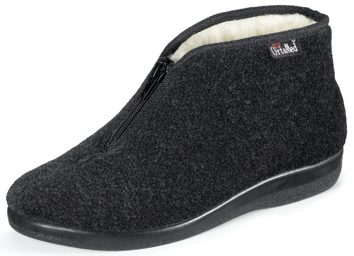 Mode - Reißverschluss-Stiefelette aus weichem Textilmaterial, in Größe 036 bis 042, in Farbe SCHWARZ