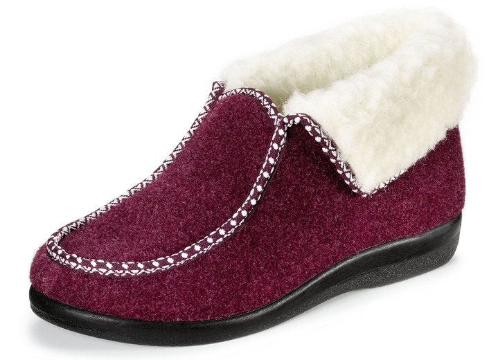 Hausschuhe - Warme Damen-Hausschuhe, Weite H, mit Wolle, in Größe 036 bis 042, in Farbe MARINE Ansicht 3