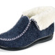 Hausschuhe - Warme Damen-Hausschuhe, Weite H, mit Wolle, in Größe 036 bis 042, in Farbe MARINE