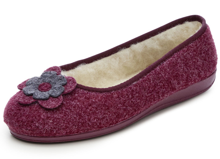 Hausschuhe - Laurina, warme Damen-Hausschuhe, mit Schurwolle, in Größe 036 bis 042, in Farbe BLAU Ansicht 3