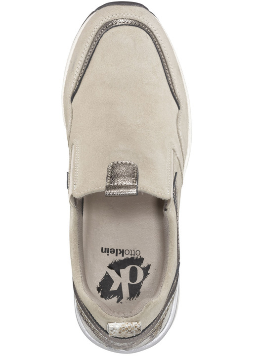 Komfortschuhe - Slipper aus Rind-Veloursleder, in Größe 036 bis 042, in Farbe BEIGE Ansicht 3