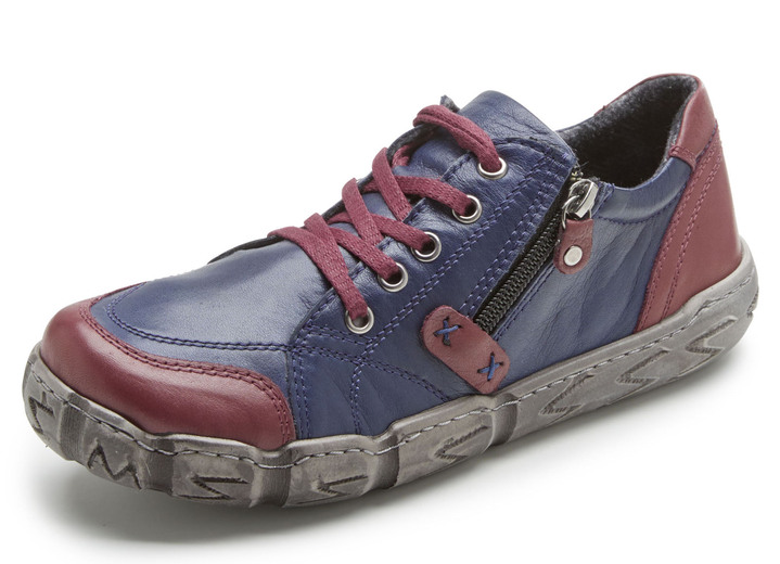 Slipper & Schnürschuhe - Andrea Conti Schnür-Sneaker aus weichem Nappaleder, in Größe 037 bis 041, in Farbe MARINE-BURGUND Ansicht 1
