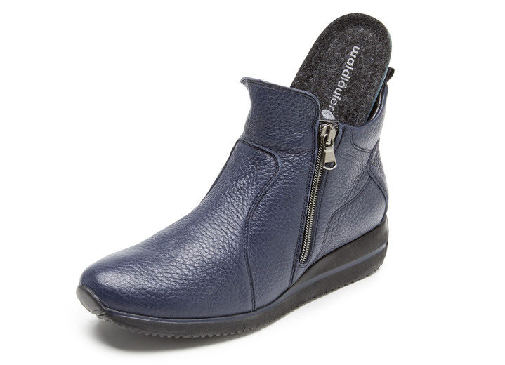 Komfortschuhe - Waldläufer, bequeme Damen-Stiefeletten, Weite H, aus Hirschleder, in Größe 3 1/2 bis 8, in Farbe MARINE Ansicht 2