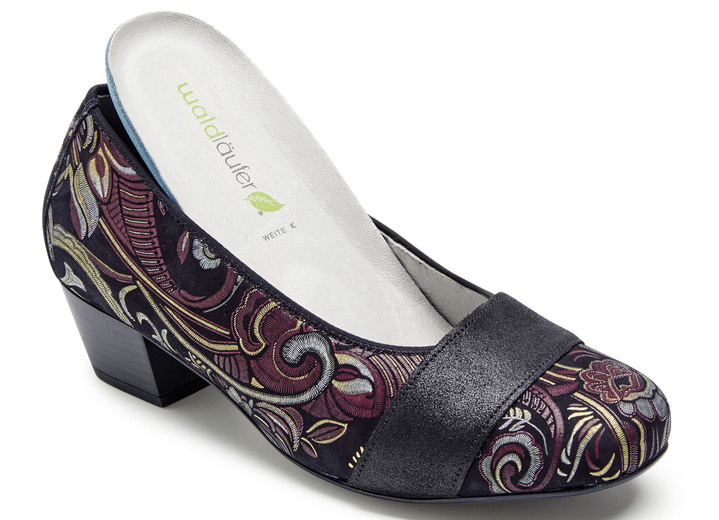 Komfortschuhe - Waldläufer, bequeme Damen-Pumps, Weite K, mit herausnehmbarem Fußbett, in Größe 3 1/2 bis 8, in Farbe SCHWARZ-BUNT Ansicht 2