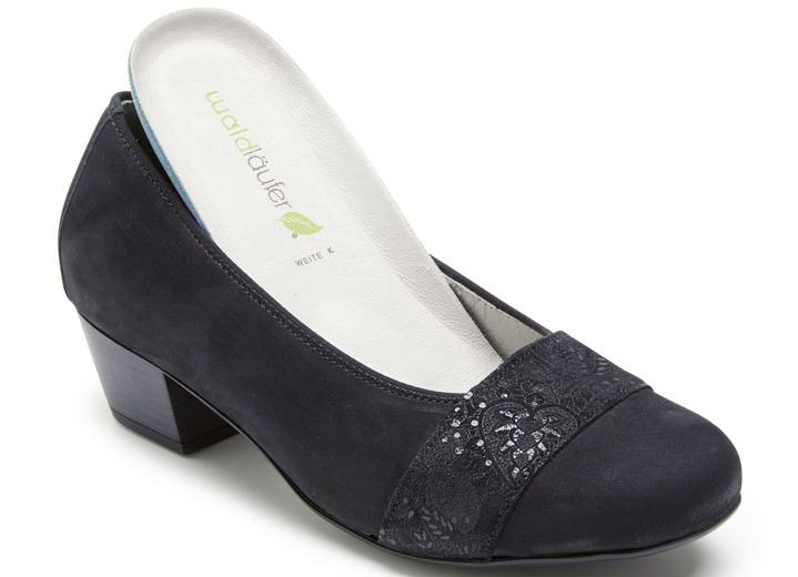 Komfortschuhe - Waldläufer, bequeme Damen-Pumps, Weite K, mit herausnehmbarem Fußbett, in Größe 3 1/2 bis 8, in Farbe SCHWARZ Ansicht 2