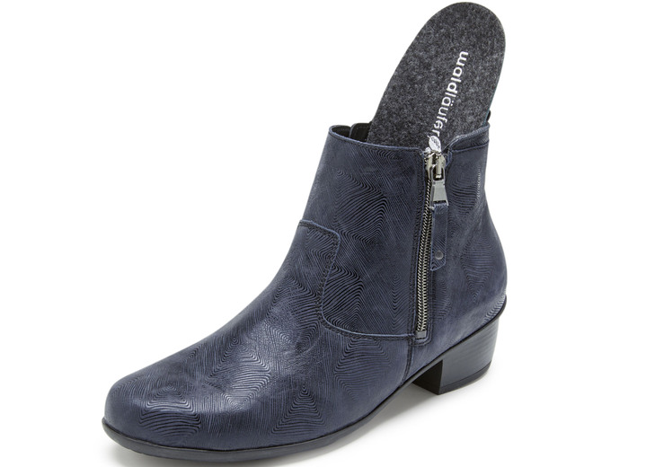 - Waldläufer Stiefelette aus effektvoll geprägtem Leder, in Größe 3 1/2 bis 8, in Farbe DUNKELBLAU Ansicht 2
