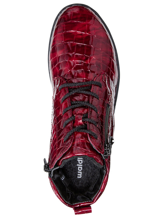 Komfortschuhe - Waldläufer Schnür-Stiefelette aus edlem, krokogeprägtem Lackleder, in Größe 4 1/2 bis 9, in Farbe ROT Ansicht 3