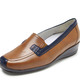 Komfortschuhe - Waldläufer, bequeme Damen-Slipper, Weite H, mit herausnehmbarem Fußbett, in Größe 3 1/2 bis 8, in Farbe MARINE-COGNAC – Farbe COGNAC-BLAU – Ansicht 1
