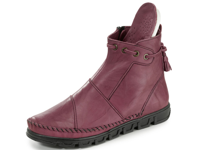 Komfortschuhe - Gemini Mokassin-Stiefelette aus Rind-Nappaleder mit Knitter-Struktur, in Größe 036 bis 042, in Farbe GELB Ansicht 7