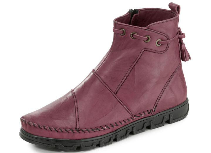 Komfortschuhe - Gemini Mokassin-Stiefelette aus Rind-Nappaleder mit Knitter-Struktur, in Größe 036 bis 042, in Farbe WEISS Ansicht 10