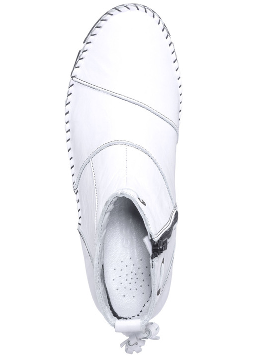 Komfortschuhe - Gemini Mokassin-Stiefelette aus Rind-Nappaleder mit Knitter-Struktur, in Größe 036 bis 042, in Farbe WEISS Ansicht 3