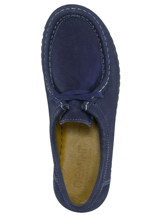 Komfortschuhe - Mokassin-Schnürschuh aus Rind-Nubukleder, in Größe 036 bis 041, in Farbe MARINE Ansicht 2