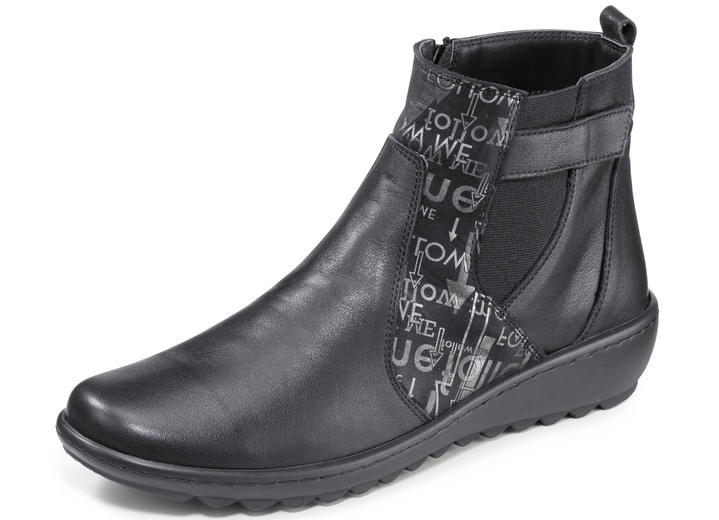 Komfortschuhe - Gemini Stiefelette aus teilweise bedrucktem Rind-Nappaleder, in Größe 036 bis 042, in Farbe SCHWARZ Ansicht 1