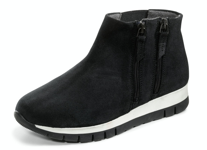 Komfortschuhe - Bootie mit zwei Reißverschlüssen, in Größe 036 bis 042, in Farbe SCHWARZ Ansicht 1