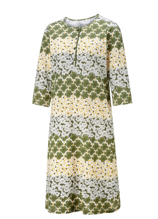 Nachthemden - Nachthemd mit Bordürendruck und Kopfleiste, in Größe 036 bis 054, in Farbe BORDEAUX-SAND Ansicht 3