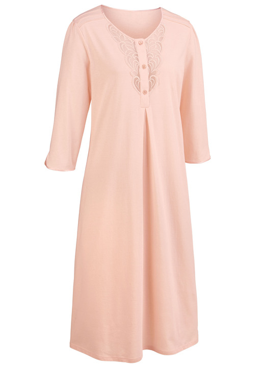 Nachthemden - Nachthemd, wadenlang mit Tüllstickereispitze, in Größe 038 bis 058, in Farbe GLETSCHER Ansicht 4