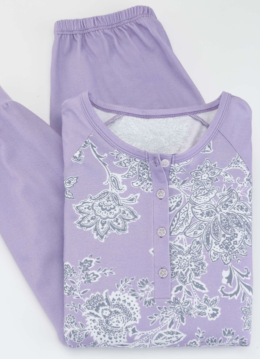 Schlafanzüge & Shortys - Schlafanzug, langarm mit Knopfleiste, in Größe 036 bis 058, in Farbe MINT-BUNT Ansicht 3