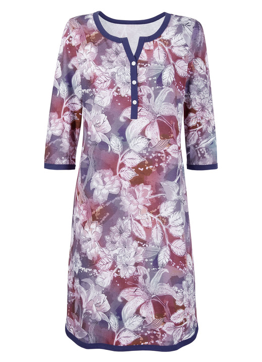 Nachthemden - Nachthemd mit Modal und 3/4-langen Ärmeln Ansicht 2 Nachthemden - Nachthemd mit Modal und 3/4-langen Ärmeln, in Größe 036 bis 054, in Farbe JEANSBLAU-BUNT Ansicht 2