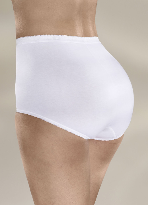 Mode - Sloggi Dreierpack Maxi Slip mit elastischen Abschlüssen, in Größe 038 bis 058, in Farbe WEISS Ansicht 2