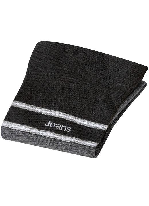 Unterwäsche - Fünferpack Socken mit druckfreiem Bund, in Größe 001 (Schuhgröße 39-42) bis 2 (Schuhgröße 43-46), in Farbe 3X SCHWARZ-GRAU MELIERT, 2X GRAU MELIERT-SCHWARZ Ansicht 1