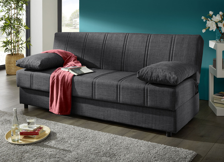 Schlafsofas - Frei im Raum aufstellbares Schlafsofa mit Dekokissen und Bettkasten, in Farbe CREME Ansicht 5