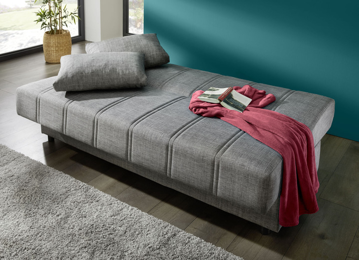 Schlafsofas - Frei im Raum aufstellbares Schlafsofa mit Dekokissen und Bettkasten, in Farbe CREME Ansicht 4