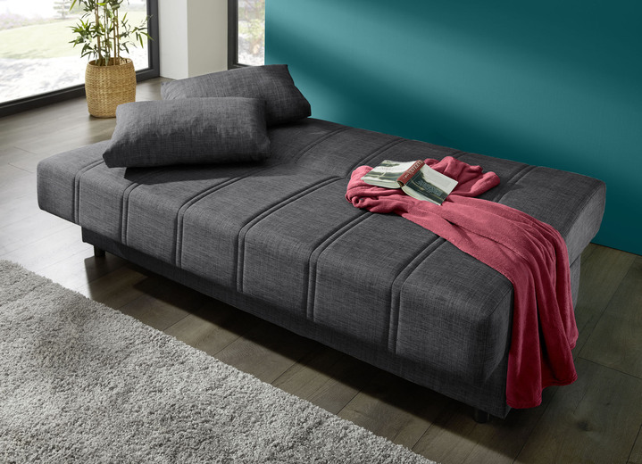 Schlafsofas - Frei im Raum aufstellbares Schlafsofa mit Dekokissen und Bettkasten, in Farbe CREME Ansicht 6