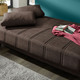 Schlafsofas - Frei im Raum aufstellbares Schlafsofa mit Dekokissen und Bettkasten, in Farbe CREME – Farbe BRAUN – Ansicht 2