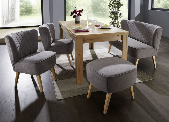 Sitzmöbel - Moderne Esszimmermöbel mit Holzfüßen in Buche, in Farbe HELLGRAU, in Ausführung Sessel Ansicht 1