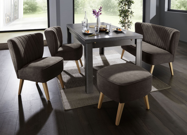 Sitzmöbel - Moderne Esszimmermöbel mit Holzfüßen in Buche, in Farbe DUNKELBRAUN, in Ausführung Hocker Ansicht 1