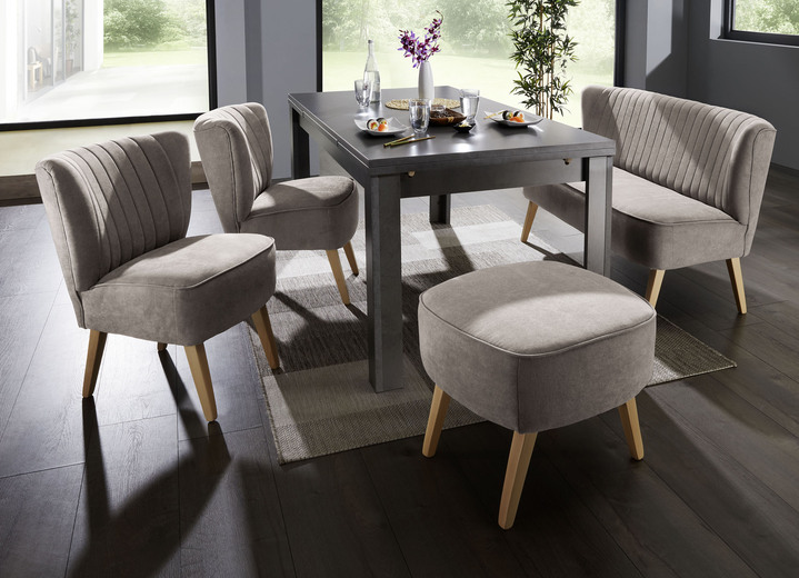 Inspirationen - Moderne Esszimmermöbel mit Holzfüßen in Buche, in Farbe TAUPE, in Ausführung Sessel Ansicht 1