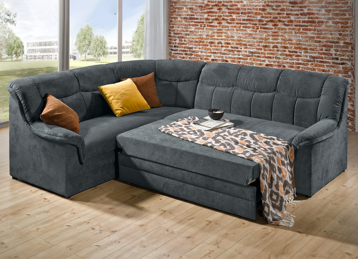Funktions-Polstermöbel - Frei im Raum aufstellbare Polsterecke mit Bettfunktion Ansicht 4 Funktions-Polstermöbel - Frei im Raum aufstellbare Polsterecke mit Bettfunktion, in Farbe GRÜN Ansicht 4