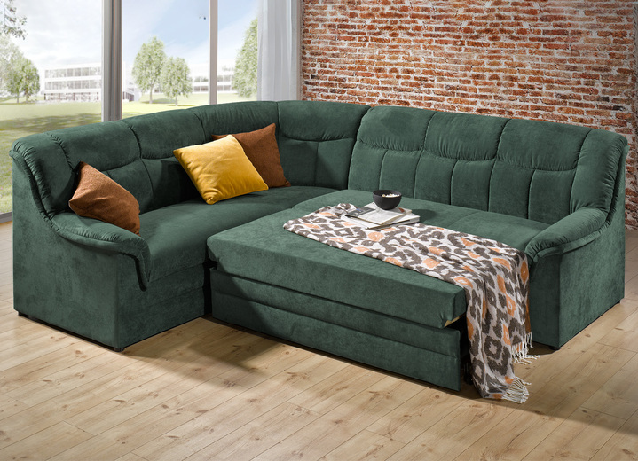 Funktions-Polstermöbel - Frei im Raum aufstellbare Polsterecke mit Bettfunktion Ansicht 2 Funktions-Polstermöbel - Frei im Raum aufstellbare Polsterecke mit Bettfunktion, in Farbe GRÜN Ansicht 2