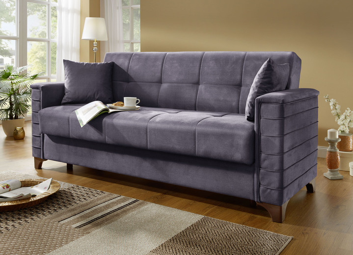 Schlafsofas - Frei im Raum aufstellbares Schlafsofa mit Dekokissen, in Farbe GRAU Ansicht 1