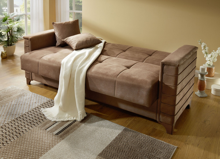 - Frei im Raum aufstellbares Schlafsofa mit Dekokissen, in Farbe BEIGE Ansicht 2