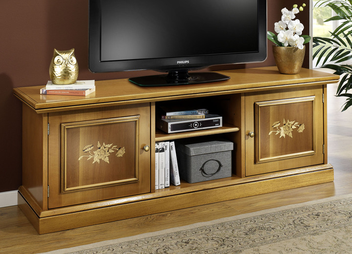 Hifi- &  TV-Möbel - TV-Longboard, 2-türig, mit Echtholzfurnier und Intarsien, in Farbe EICHE