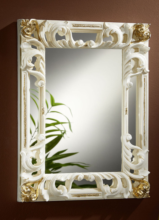 Garderobenmöbel - Spiegel mit  Rahmen aus hochwertig lackiertem Polystyrol, in Farbe CREME-GOLD