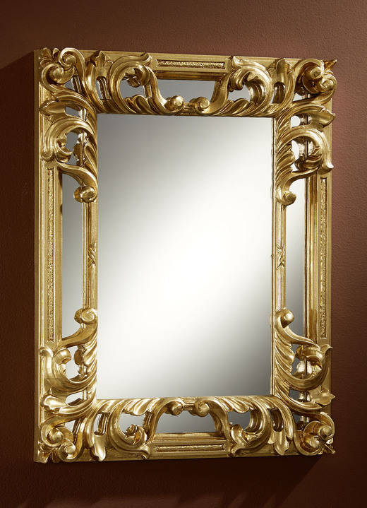 Garderobenmöbel - Spiegel mit  Rahmen aus hochwertig lackiertem Polystyrol, in Farbe GOLD Ansicht 1