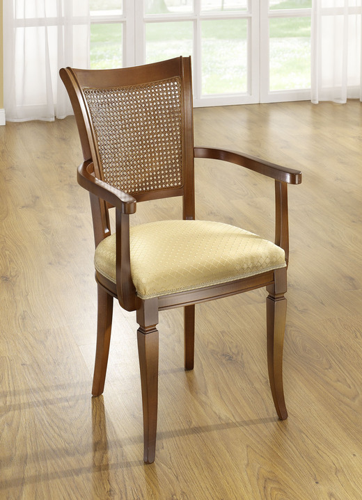 - Elegante Esszimmermöbel mit Schnitzereien an den Beinen, in Farbe NUSSBAUM-GOLD, in Ausführung Essgruppe, 5-teilig