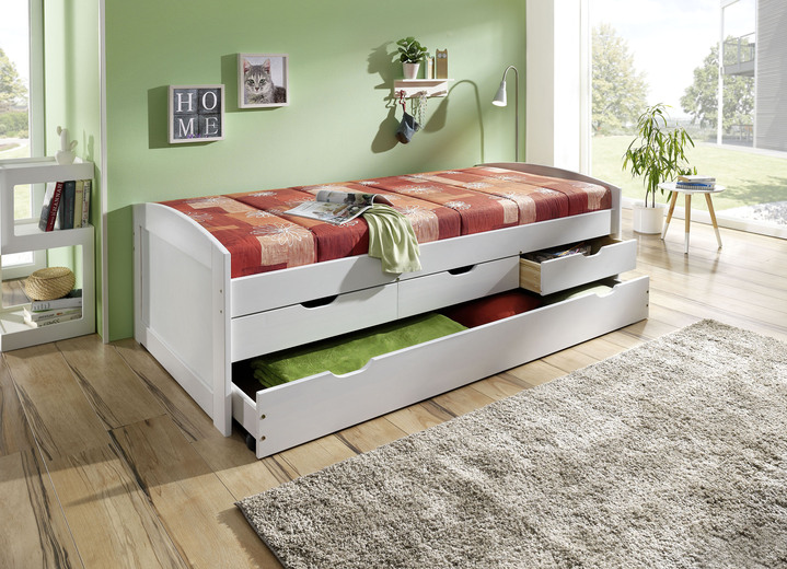 Schlafsofas - Funktionsbett aus massivem Kiefernholz, in Farbe WEISS Ansicht 1