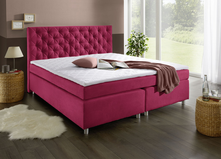 - Boxspringbett mit Topper, in Farbe ROT