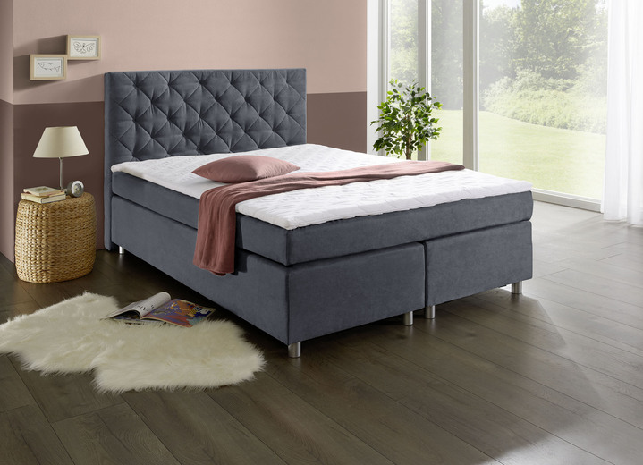 Betten - Boxspringbett mit Topper, in Farbe ANTHRAZIT Ansicht 1