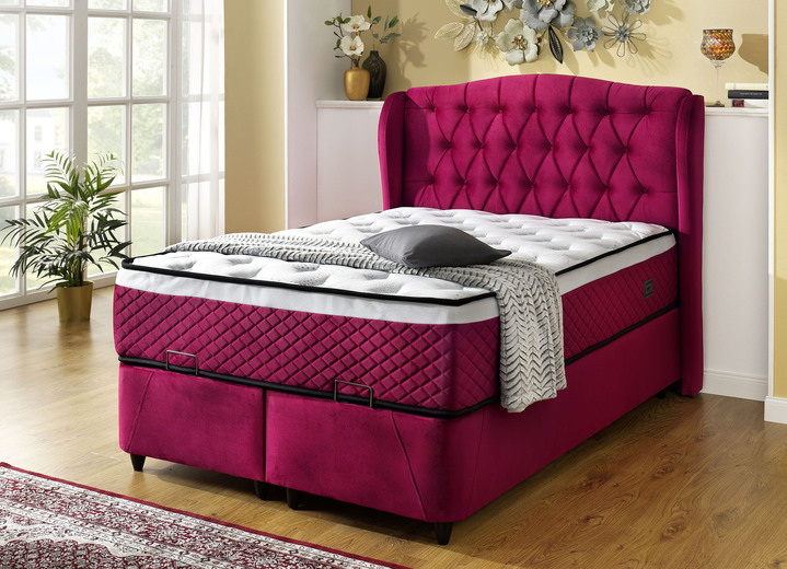 Betten - Komfortables Boxspringbett für traumhaft schöne Nächte, in Farbe ROT Ansicht 1